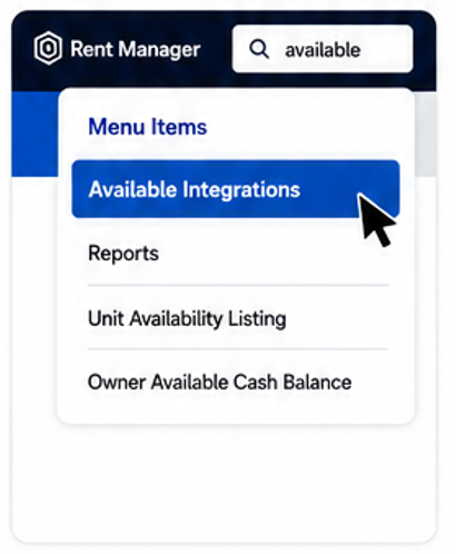 Search for Available Integrations in Rent Manager