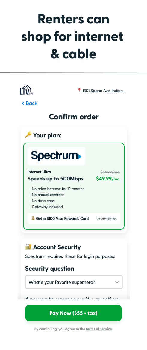 see the status of gas water electric on this checkout screen