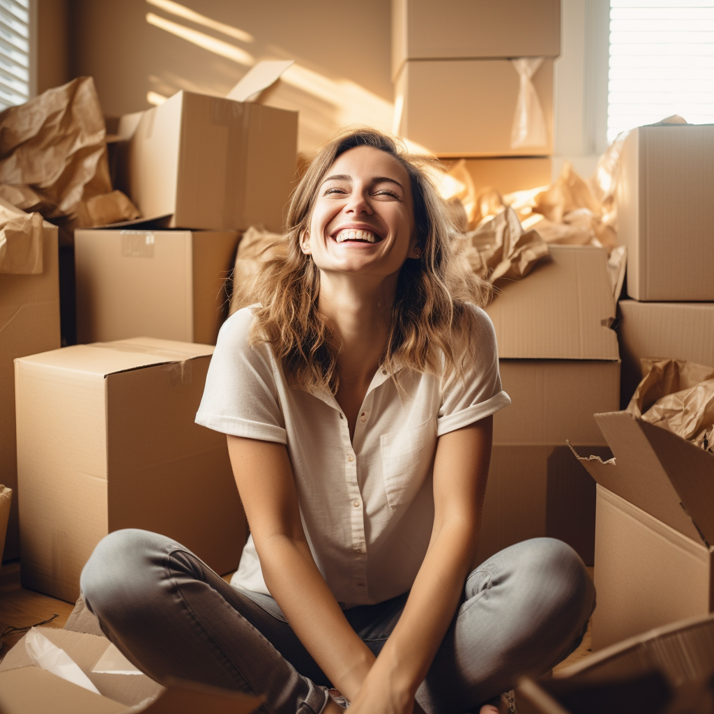 an attractive woman who is excited to move into her new rental property